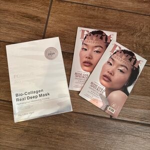 Pouqur Bio-collagen mask and Fazit rose gold speckles